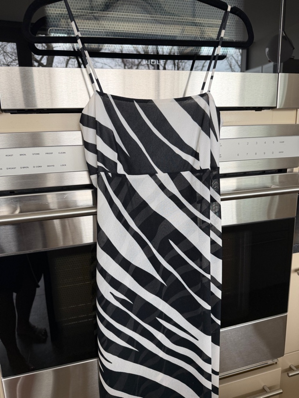 La Perla Black and White Zebra-Print Slip Midi Dress
